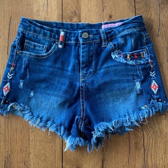 Blank NYC Other - Blank NYC The Mini Barrow High-rise Shorts Girls Cut-off Jean Embroidery Size 12